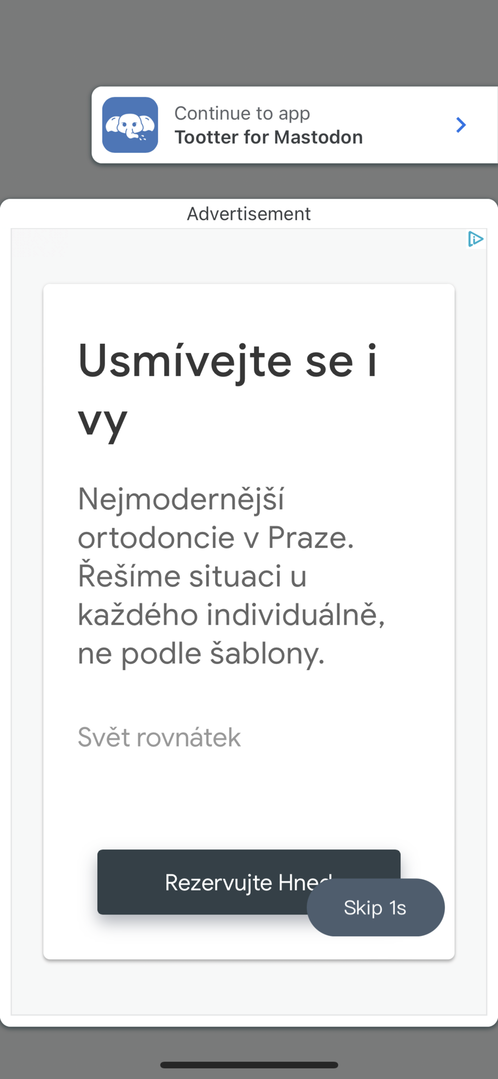 Snímek obrazovky aplikace Tootter