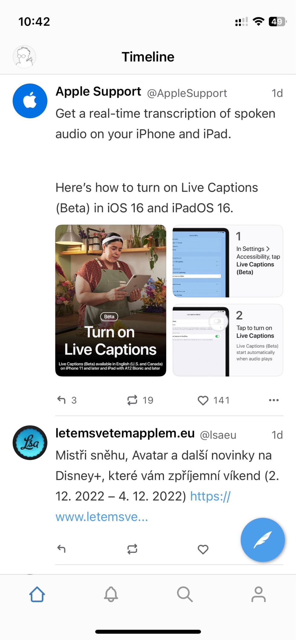 Snímek obrazovky aplikace Twidere X