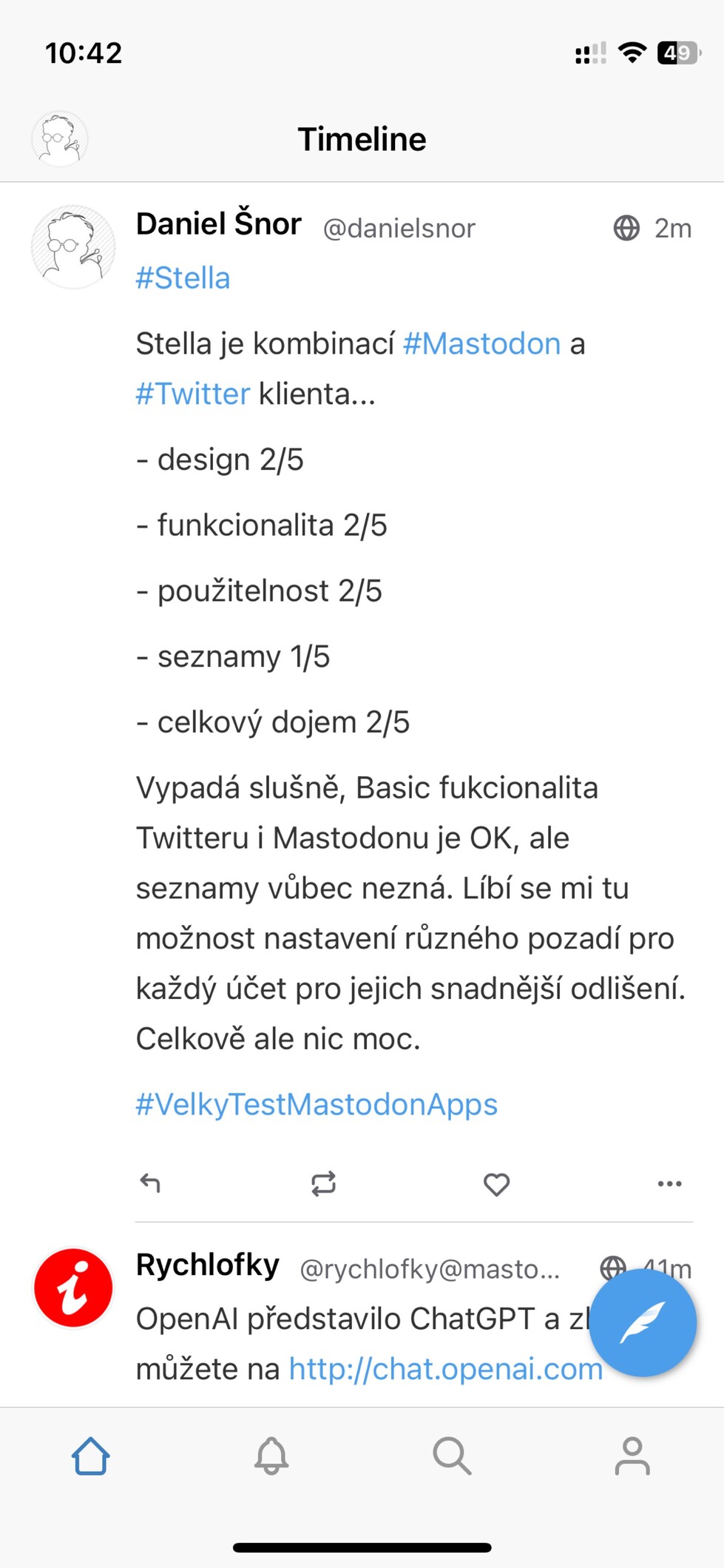 Snímek obrazovky aplikace Twidere X