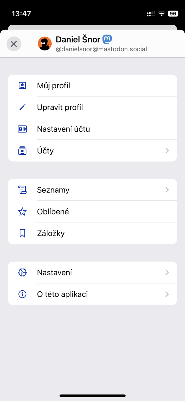 Snímek obrazovky aplikace Metatext