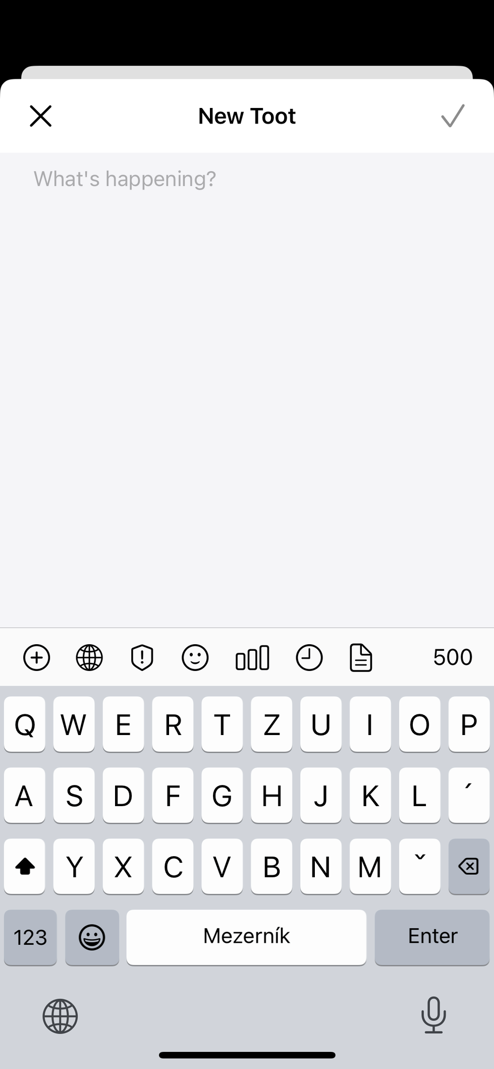 Snímek obrazovky aplikace Mast