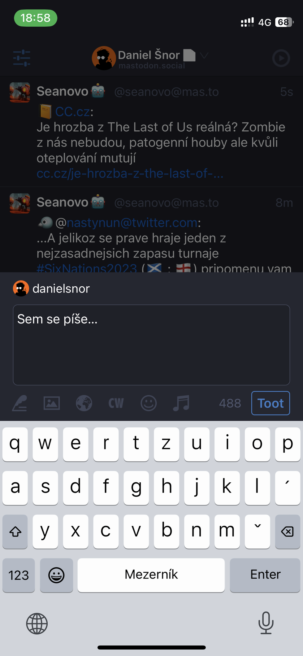 Snímek obrazovky aplikace Tootle