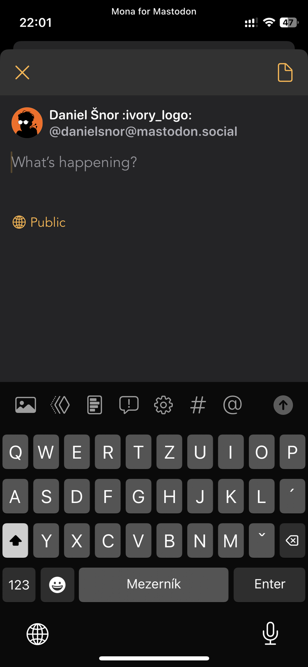 Snímek obrazovky aplikace Mona